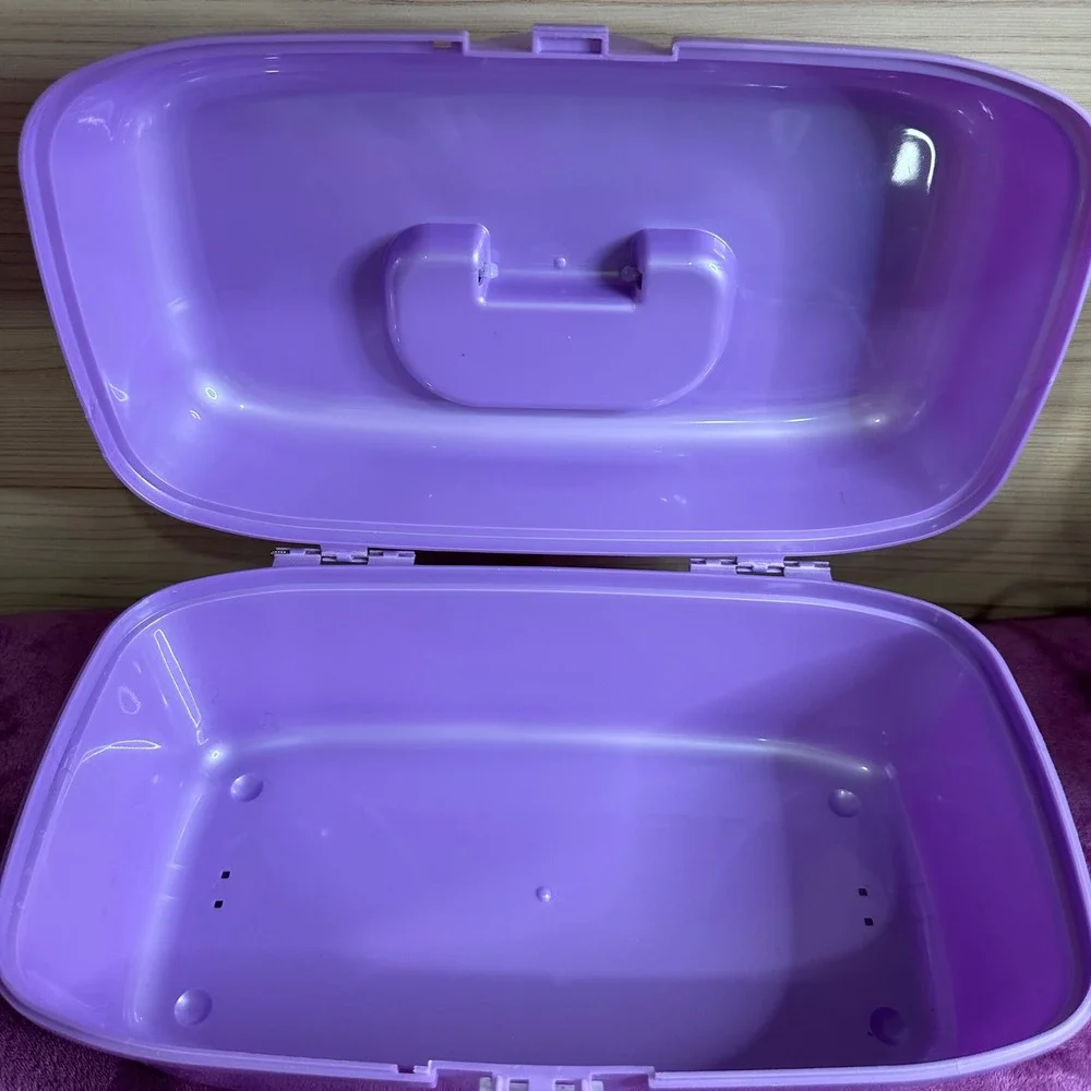 Horizon Group USA Purple Glitter Handle Makeup Case Organizer Storage Box